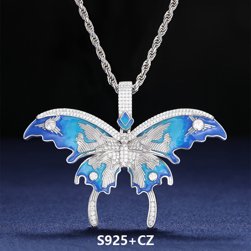 Butta | VVS Diamond Moissanite Certified Enamel Butterfly Sterling Silver Hip Hop Pendant
