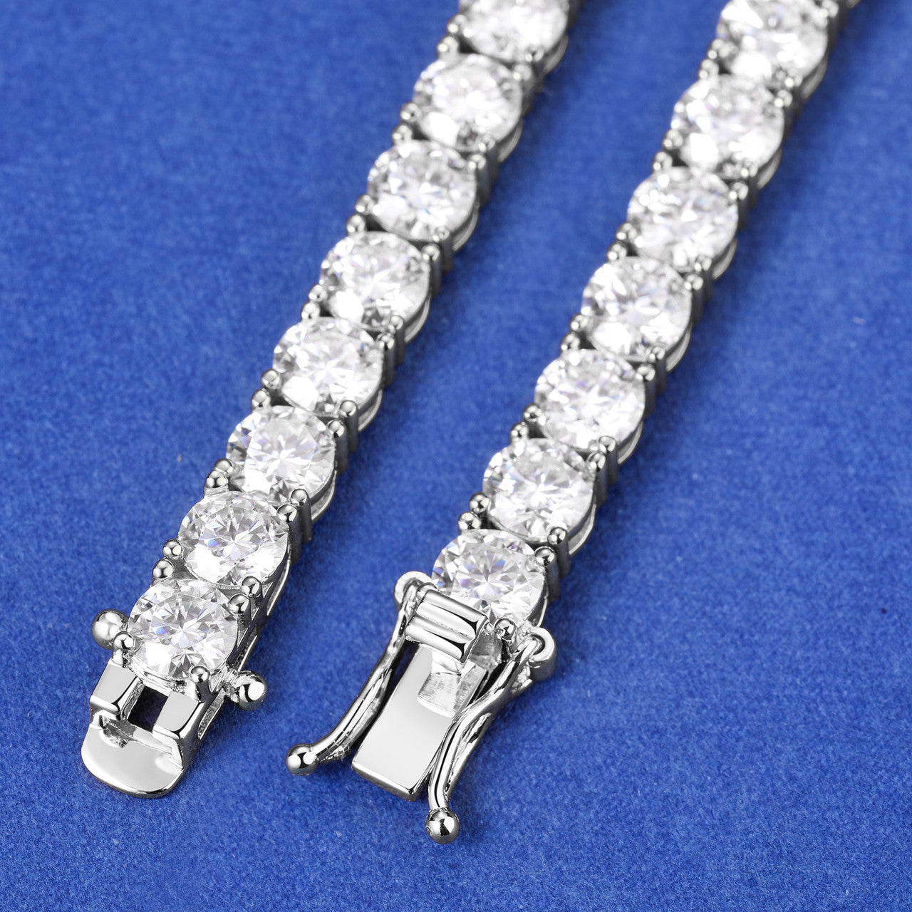 Solid 925 Silver 3MM D Color VVS1 Moissanite Diamond Iced Blinged Out Tennis Bracelet