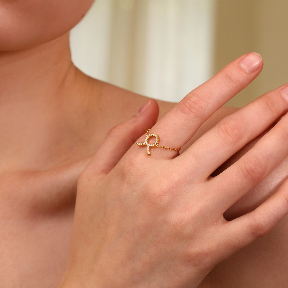 Ladies Waterproof 18k Gold Stainless Steel 12 Constellation Bling Adjustable Zodiac Rings