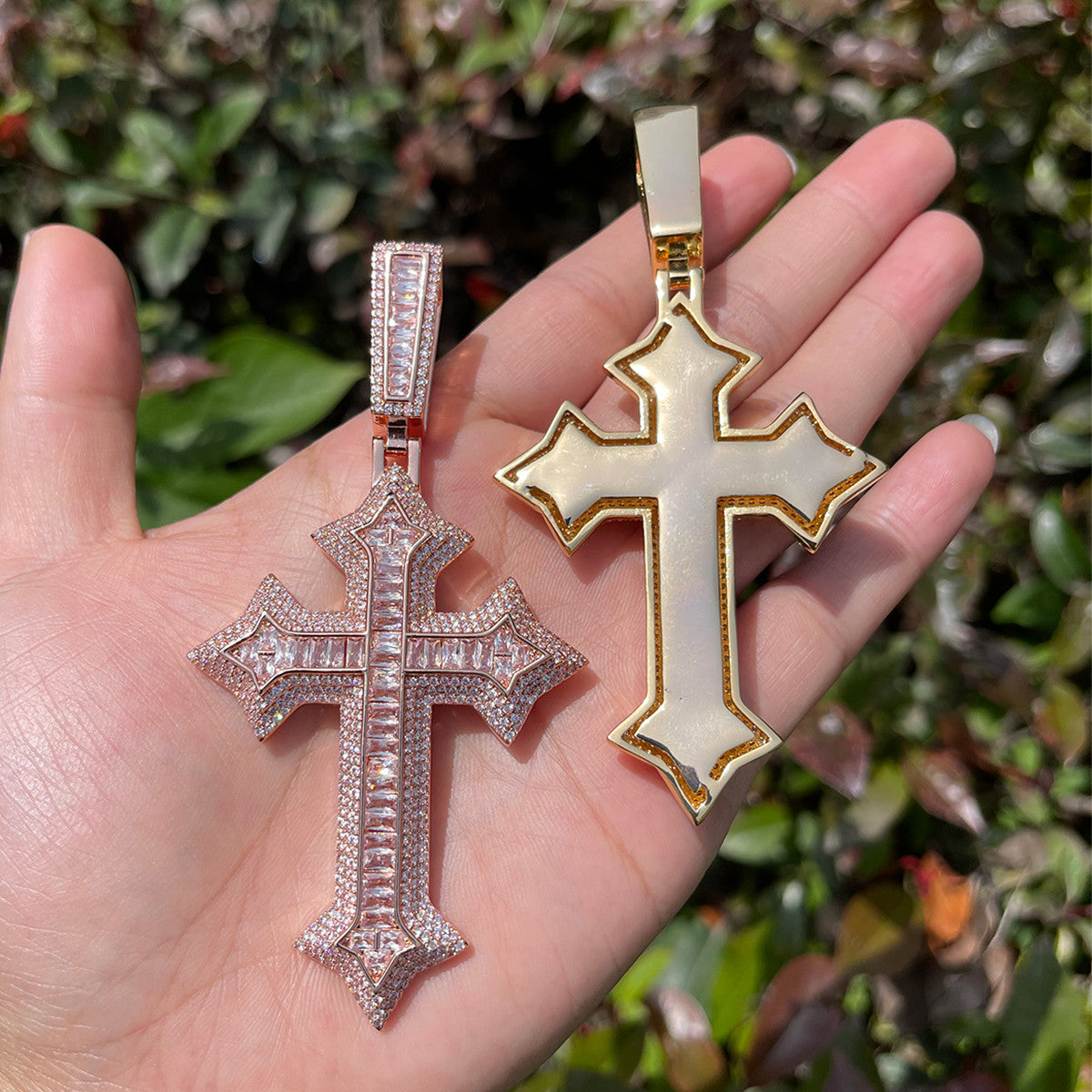 The Arrow Cross | Designer VVS Diamond CZ Baguette Iced Blinged Out Pendant