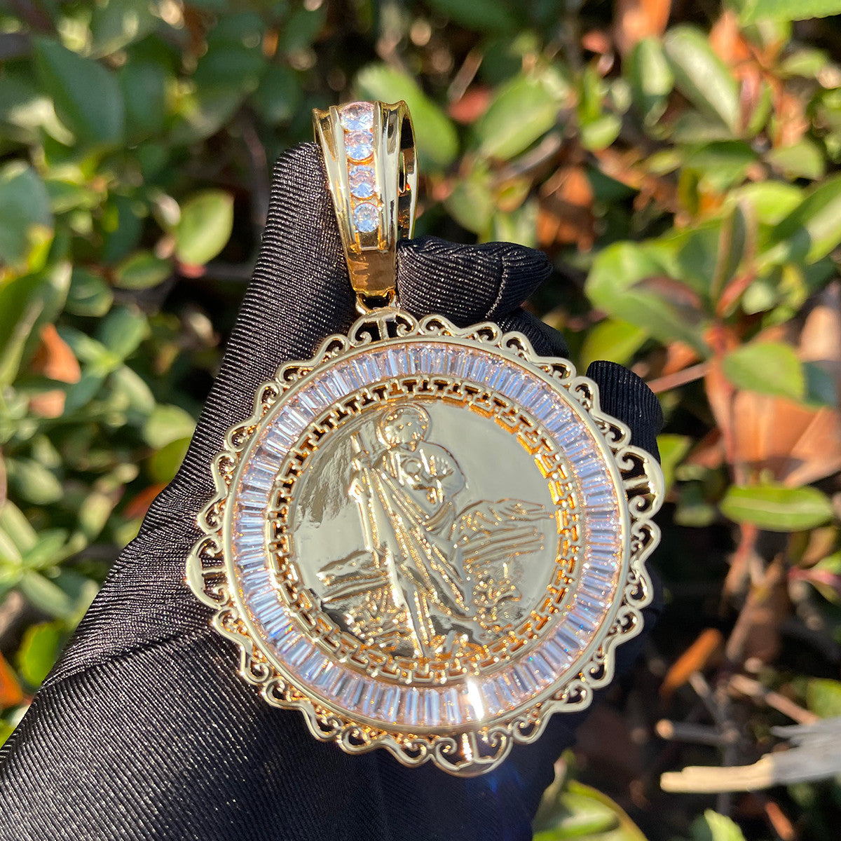 Jesus The Shepard Sacred Majesty Baguette 24k Gold Pendant