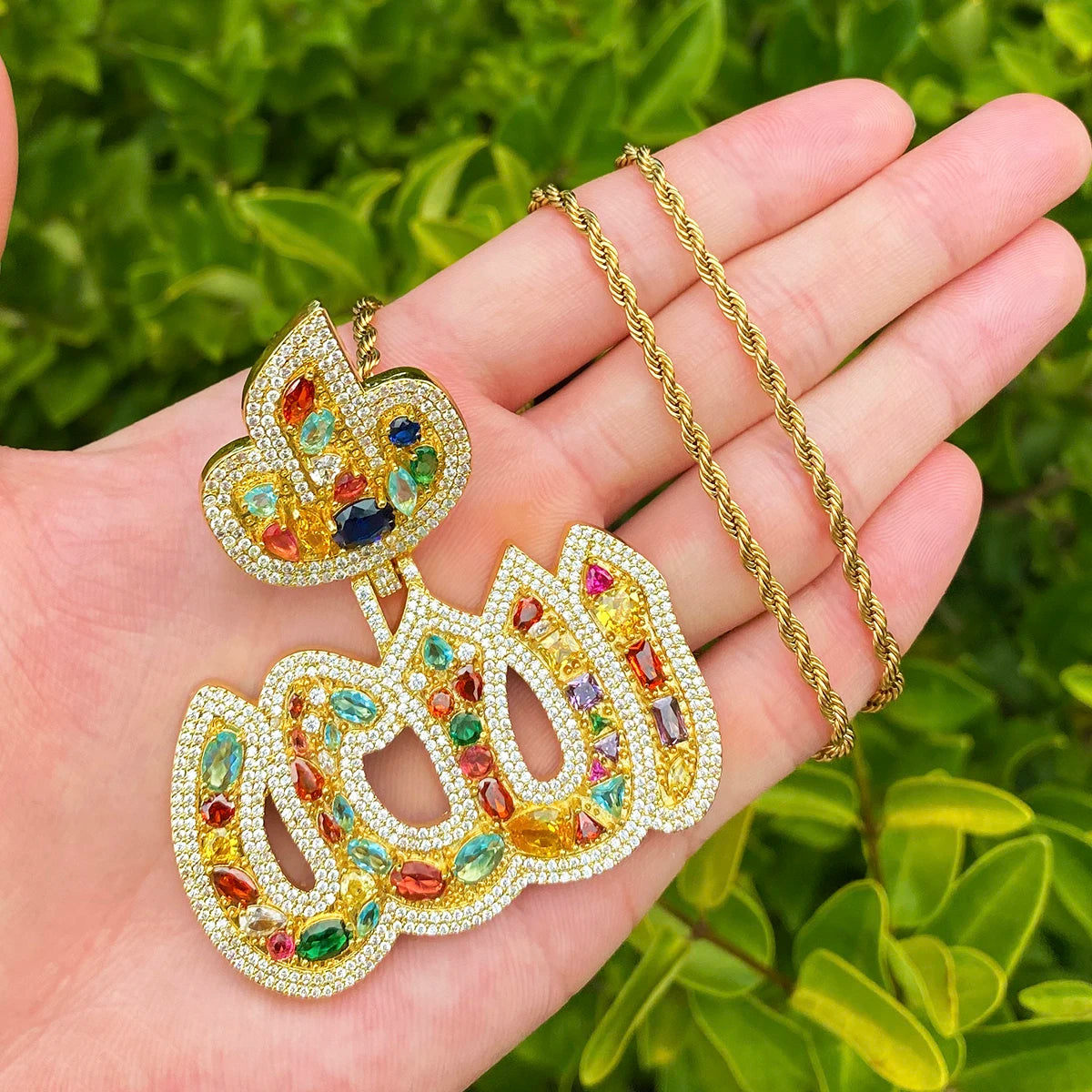 Gemstone Allah | VVS Diamond CZ Allah Contains All Hip Hop Luxury Gemstone Pendant