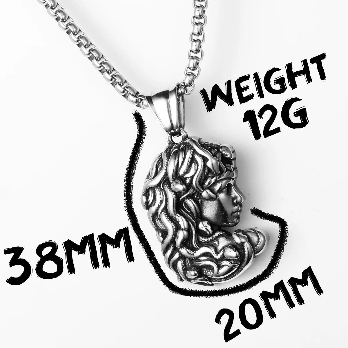 Medusa | Solid Stainless Steel Greek Mythology Snake Hair Gorgon Amulet Pendant