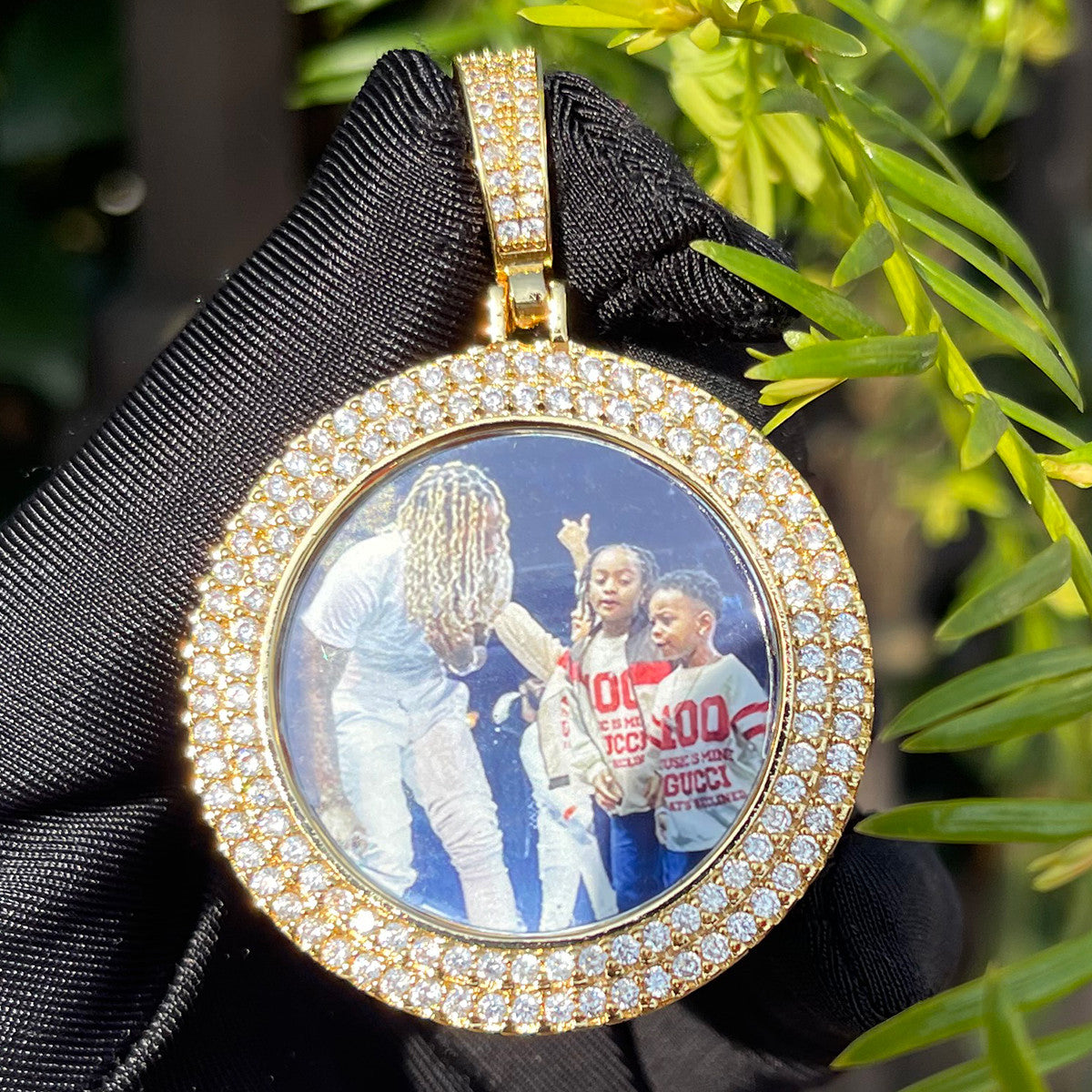 LuxeGlow Diamond Edge | 4 Prong Set Double Row Custom Photo Hip Hop Pendant
