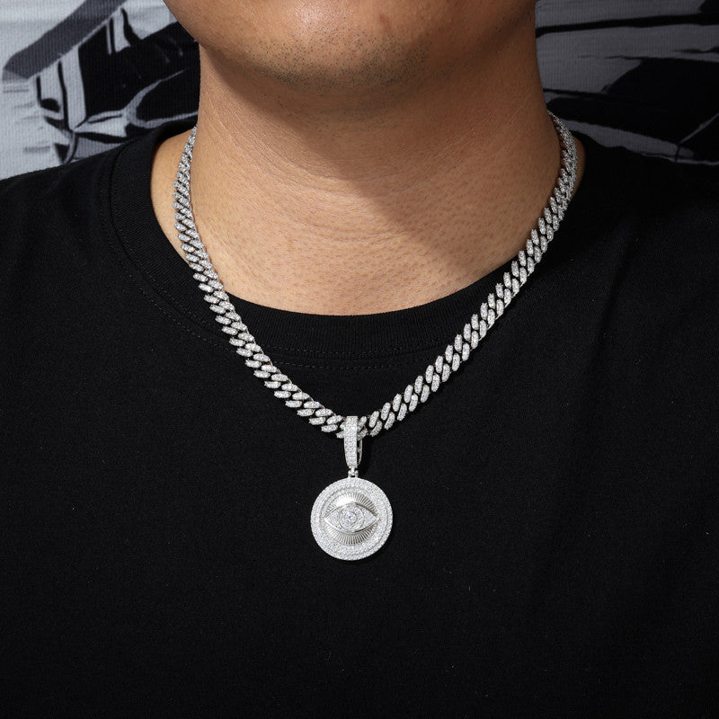 Diamond Devil's Eye | Solid Silver Moissanite All Seeing Eye Hip Hop Pendant