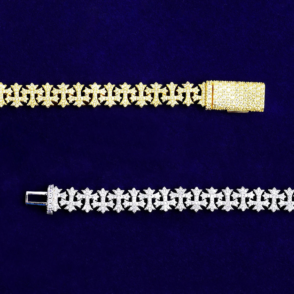 Criss Crossed | VVS Diamond CZ Cross Link Iced Blinged Out Hip Hop Bracelet