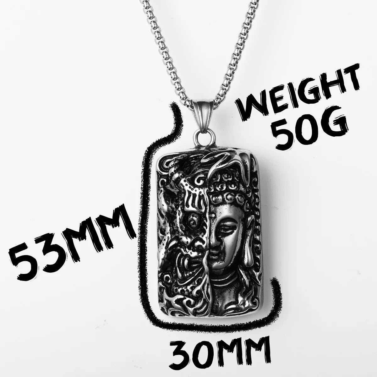 Buddhism Demon| 316L No Fade Stainless Steel Half Devil Half Buddha Amulet Pendant