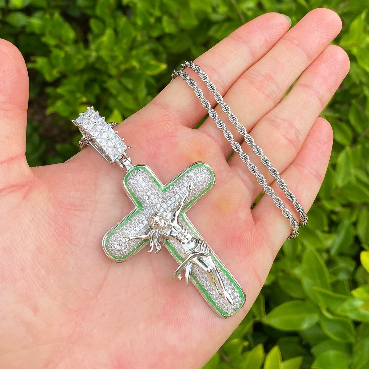 The Messiah | VVS Diamond CZ Jesus Piece Iced Blinged Out Cross Pendant
