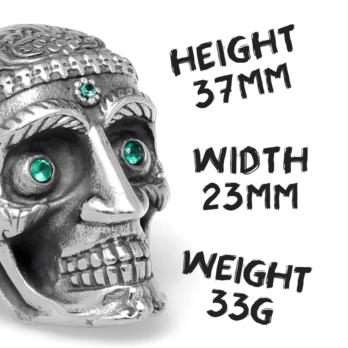 Mens Stainless Steel Carved Gemstone Crystal Skull Bling Street Wear Rings