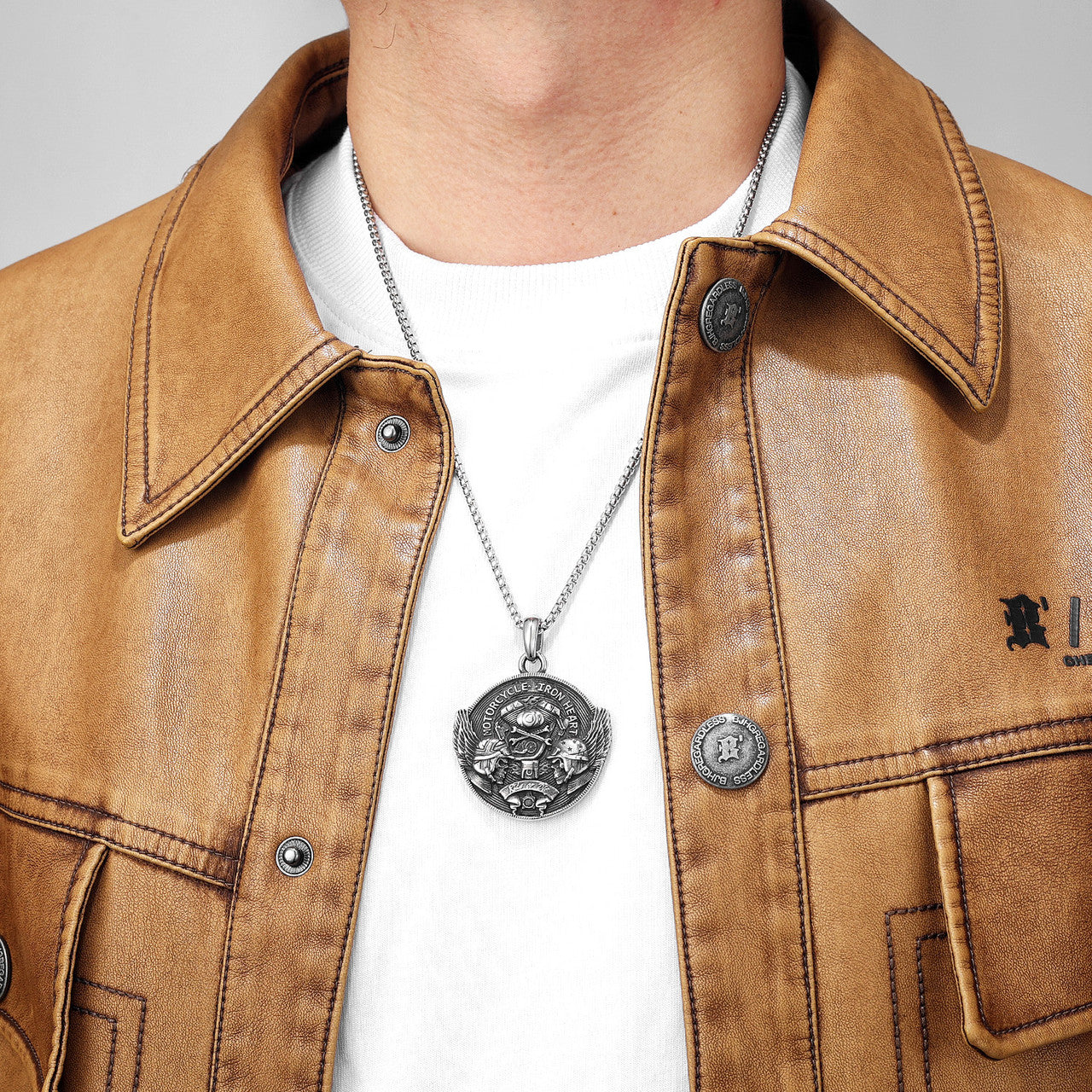 Ride Or Die | Vintage Look Motorcycle Iron Heart Skull Rider Stainless Steel Men Pendant