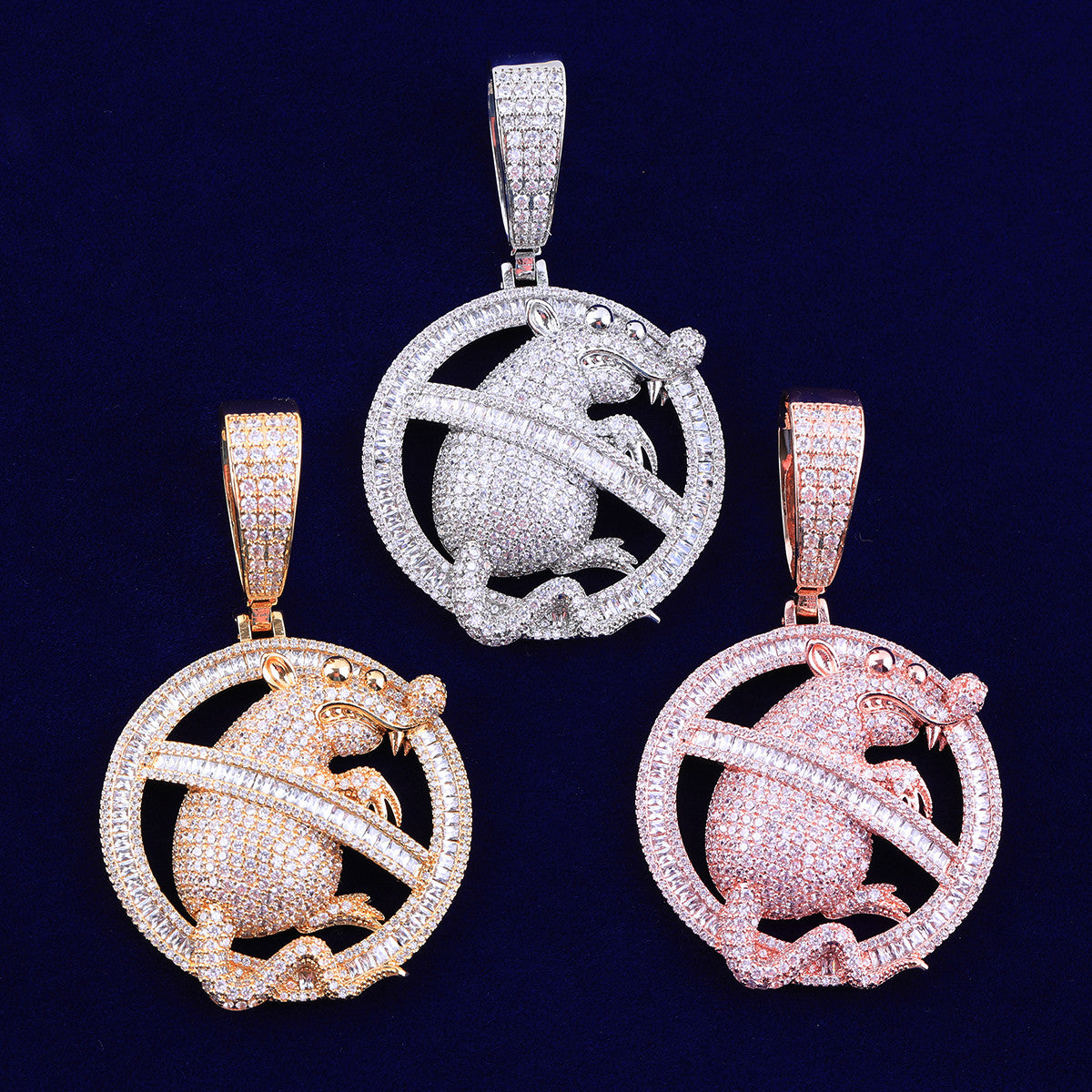No Rats Allowed | VVS Diamond CZ Iced Blinged Out Hip Hop Pendants