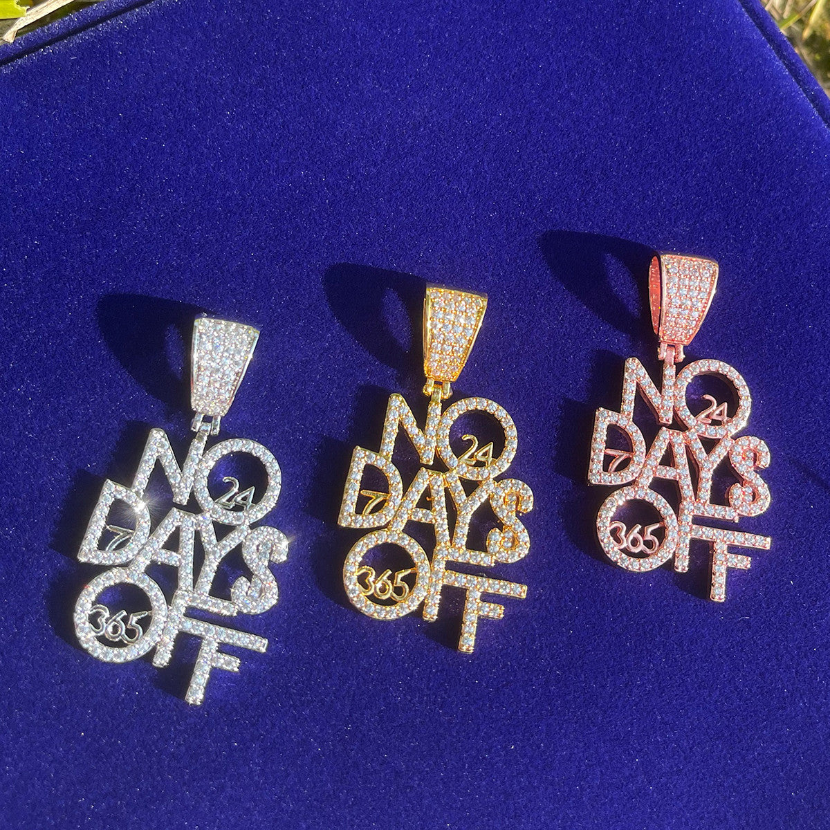 No Days Off | Prong Set Cluster Stones Hip Hop Pendant Chain Necklace