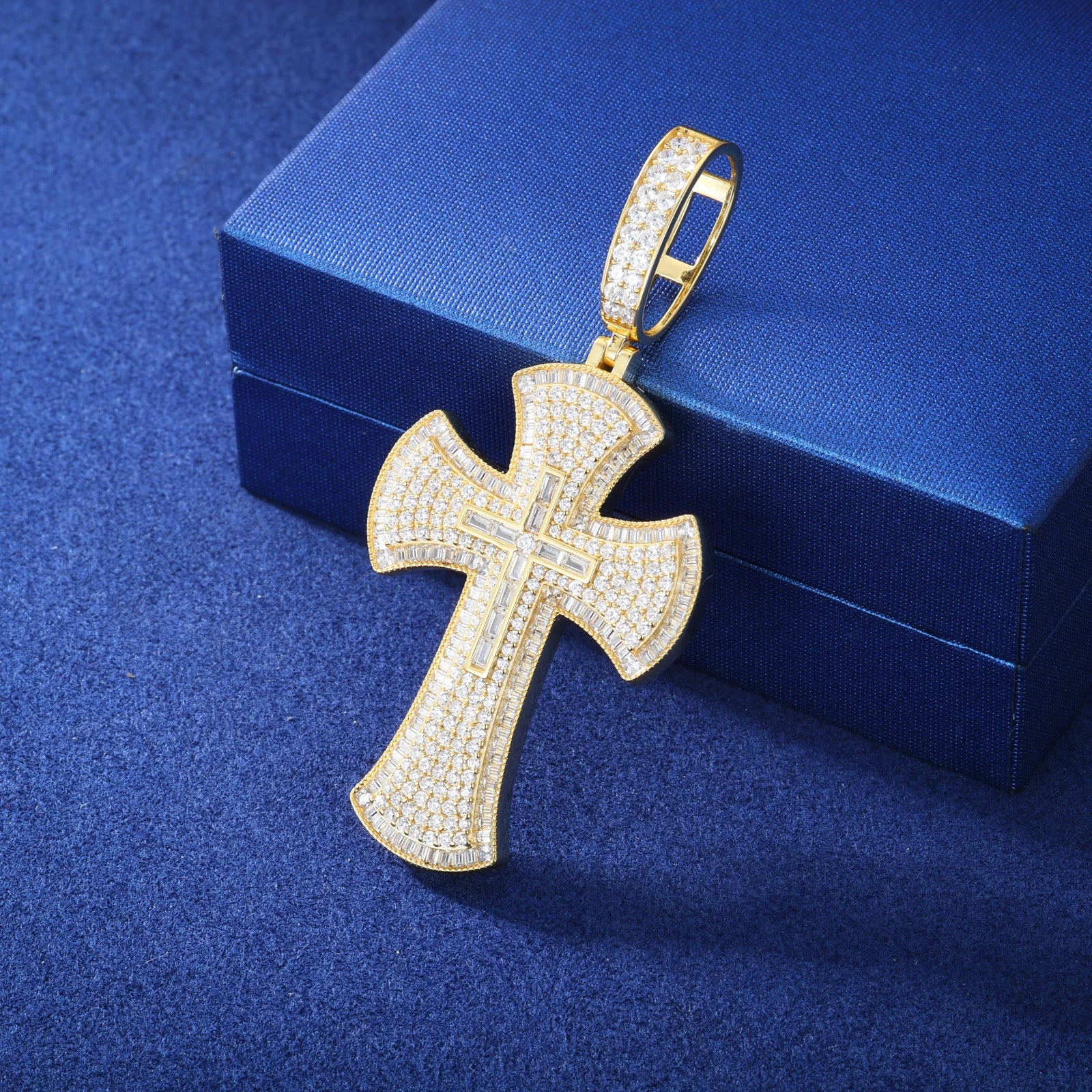Baguette Luxury | Moissanite Diamond Solid Silver Hip Hop Cross Pendant