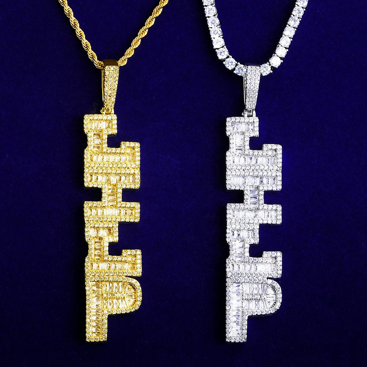 Vertical Limit | VVS Diamond CZ Iced Bling Out Custom Name Plate Pendant