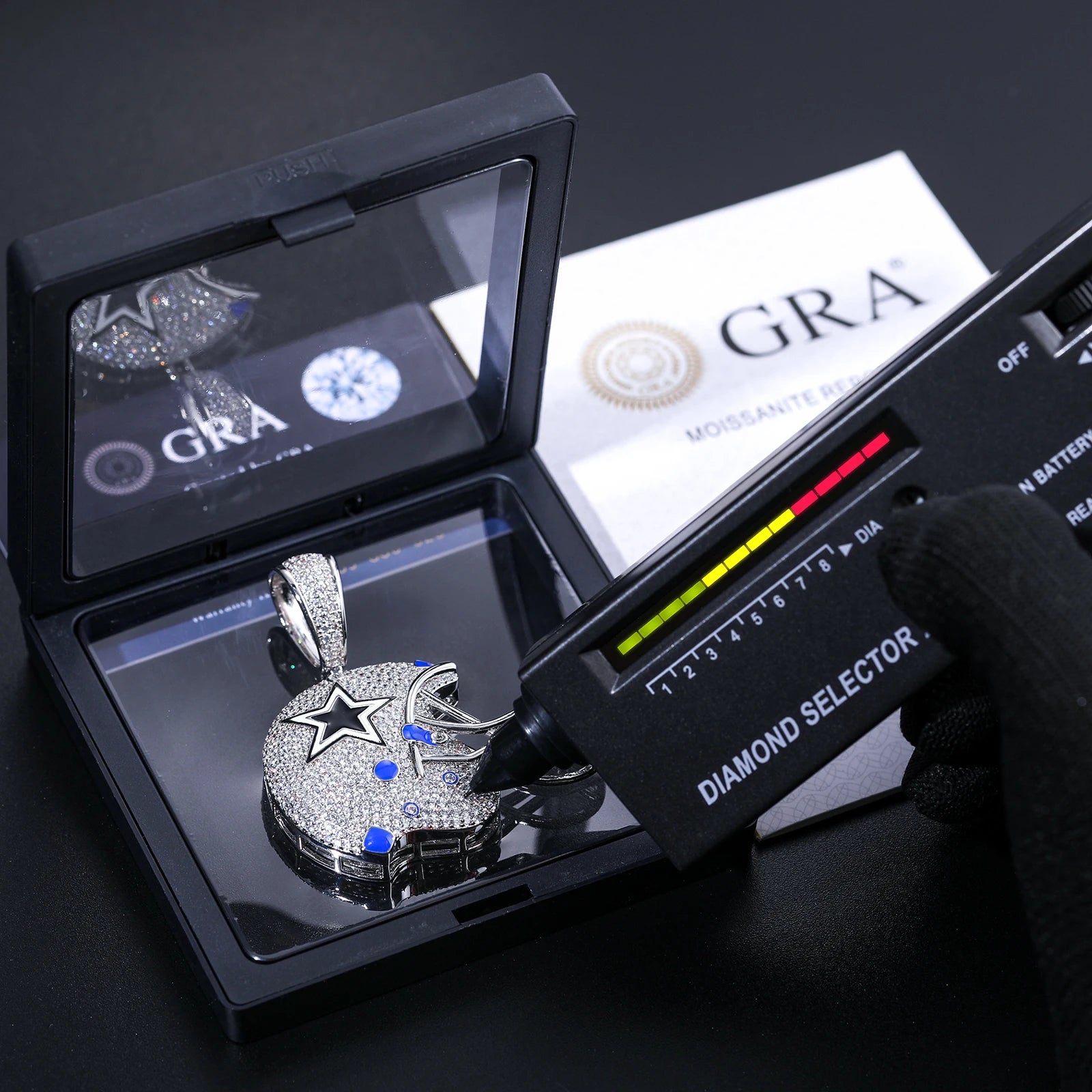 Americas Team II | S925 Moissanite Diamond 925 Solid Silver Hip Hop Helmet Pendant