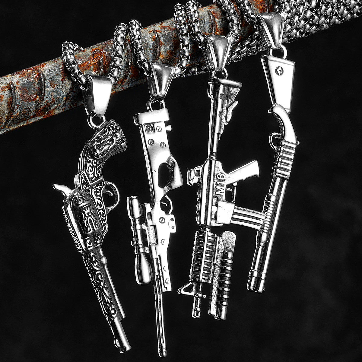 Locked Loaded | 316L Stainless Steel Hip Hop Chain Street Wear Gun Series Pendants