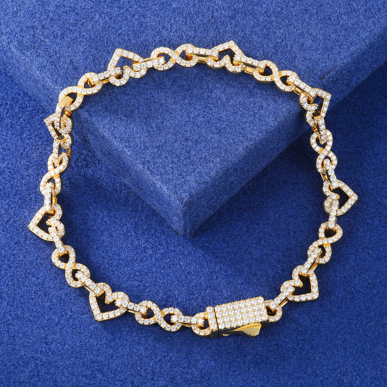 Infinity Heart | Moissanite Diamond Solid Sterling Silver Exquisite 8mm Full Iced Bracelet