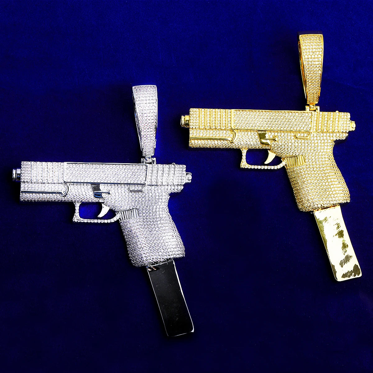 Glock VVS | High Capacity Mag VVS Diamond CZ Hip Hop Hand Pistol Blinged Out Pendant
