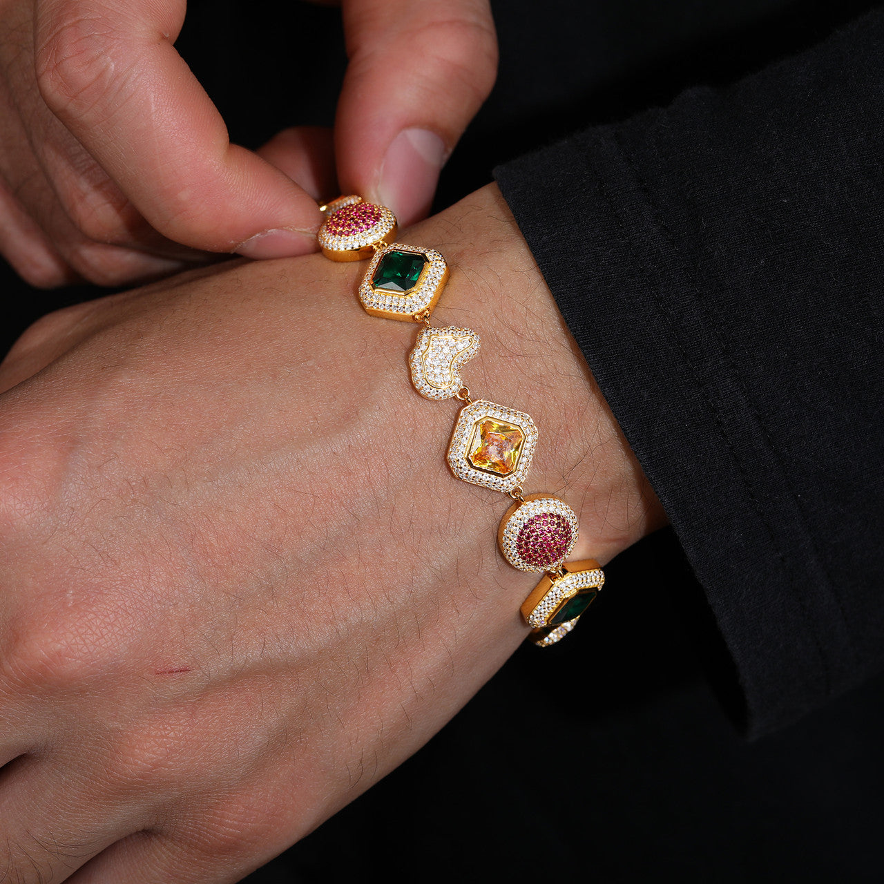 The World | 925 Silver Map Continents Gemstone Moissanite Diamond Iced Blinged Out Bracelets