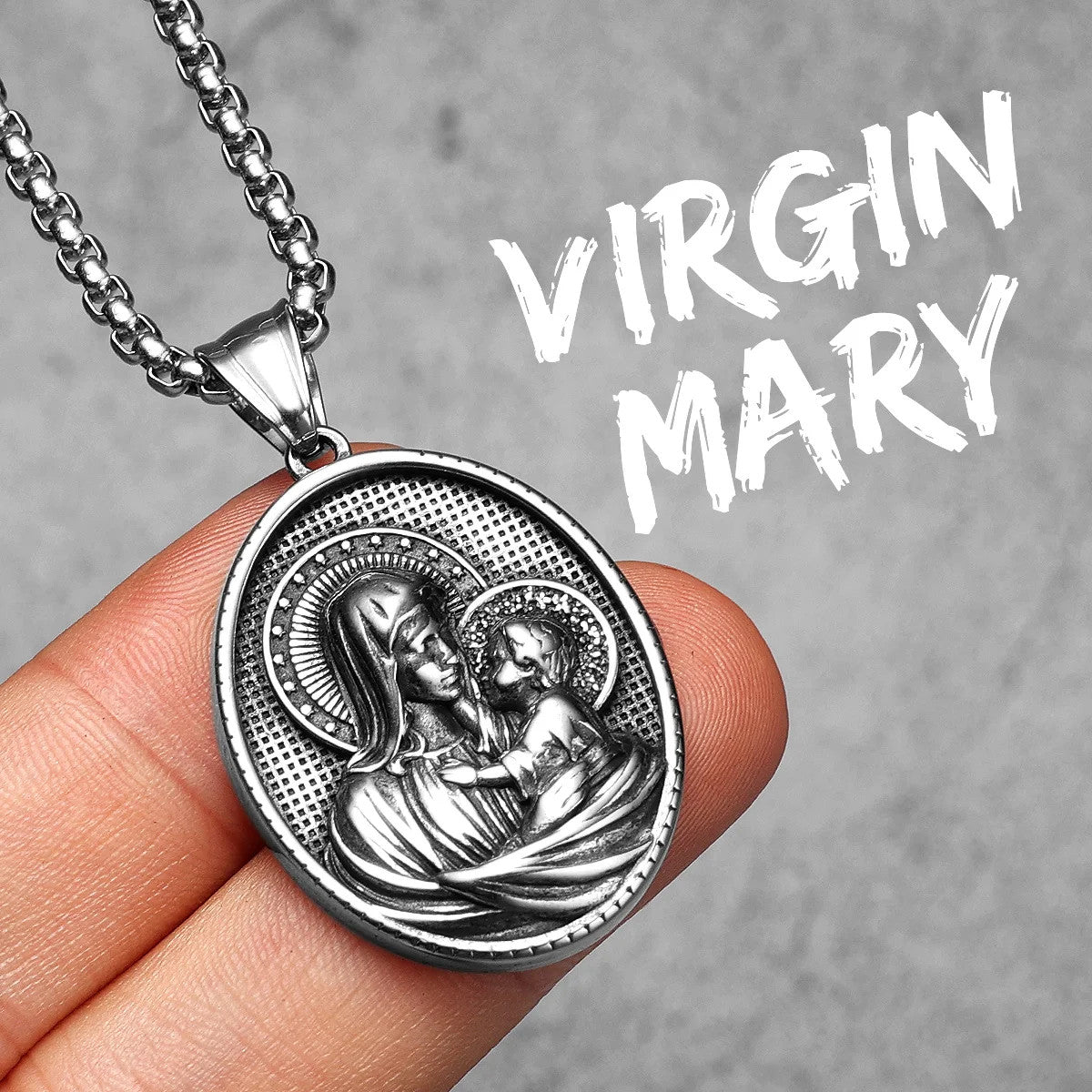 Virgin Mary | Solid Stainless Steel Christian Catholic Pendant Chain Necklaces