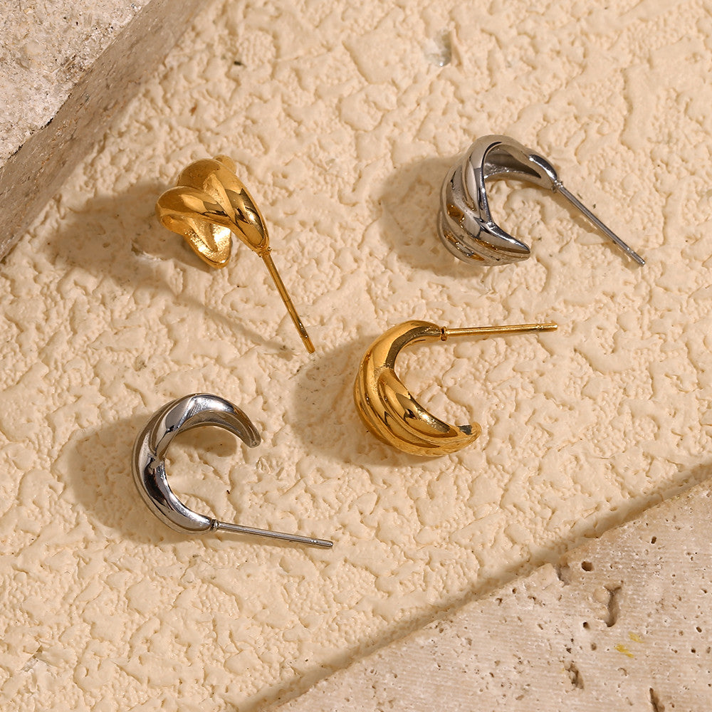 Women's Sea Shall Shaped 18k Gold Stainless Steel Waterproof Tarnish Free Earrings