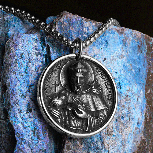 St.Francis  | No Fade Stainless Steel Circle Cross Of Protection Pendant