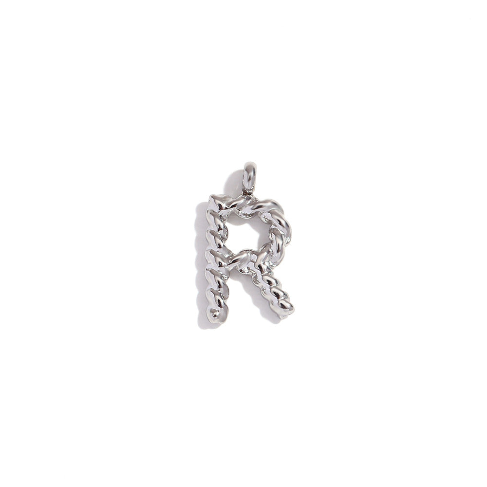 18k Gold Silver Tarnish Free Stainless Steel Mini Twisted Letter Pendant Necklaces
