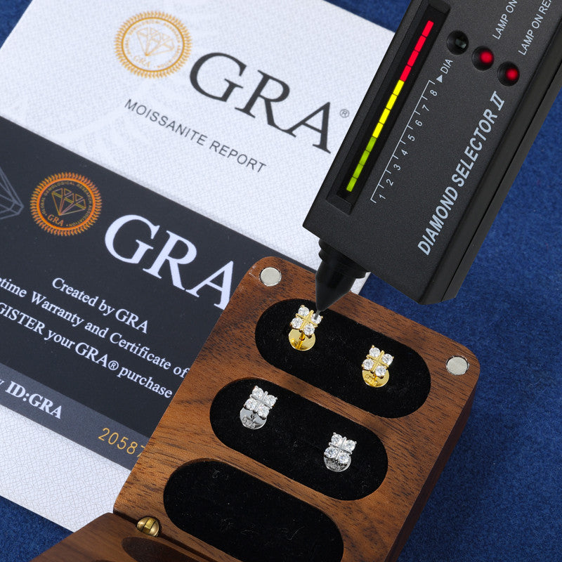 VVS Cross Stud | D Color Moissanite Diamond Solid Sterling Silver Hip Hop Earrings