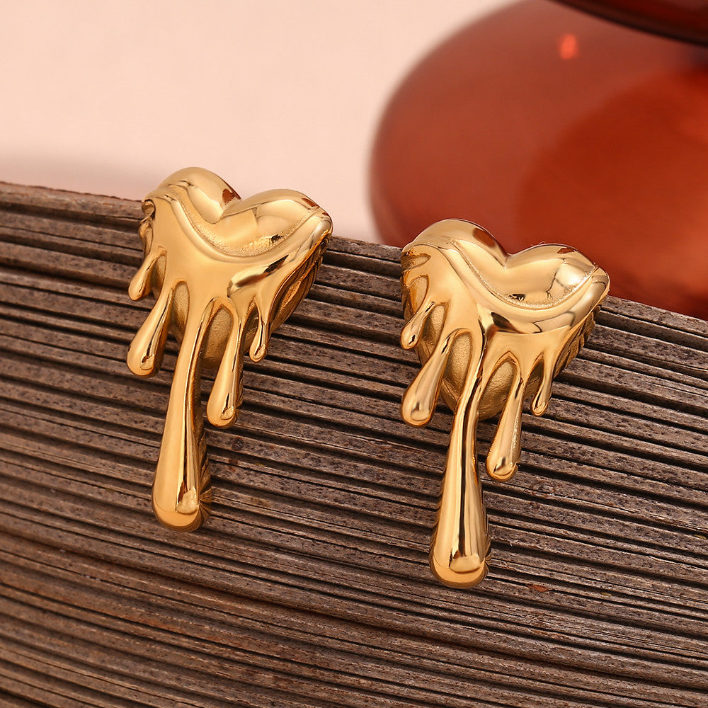 18k Gold Heart Melting Love Waterproof Stainless Steel Earrings thumbnail