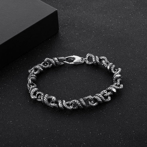 Serpentsteel | No Fade Stainless Steel Coiled Snake Link Street Wear Bracelets