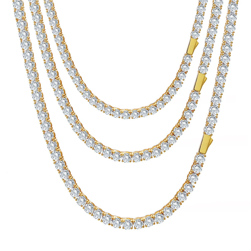 Solid 316L Stainless Steel D VVS1 Moissanite No Fading Tennis Chain and Bracelet