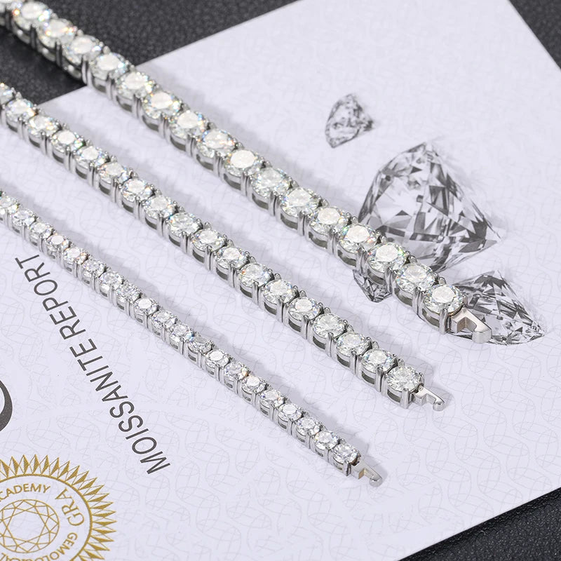 Solid 316L Stainless Steel D VVS1 Moissanite No Fading Tennis Chain and Bracelet