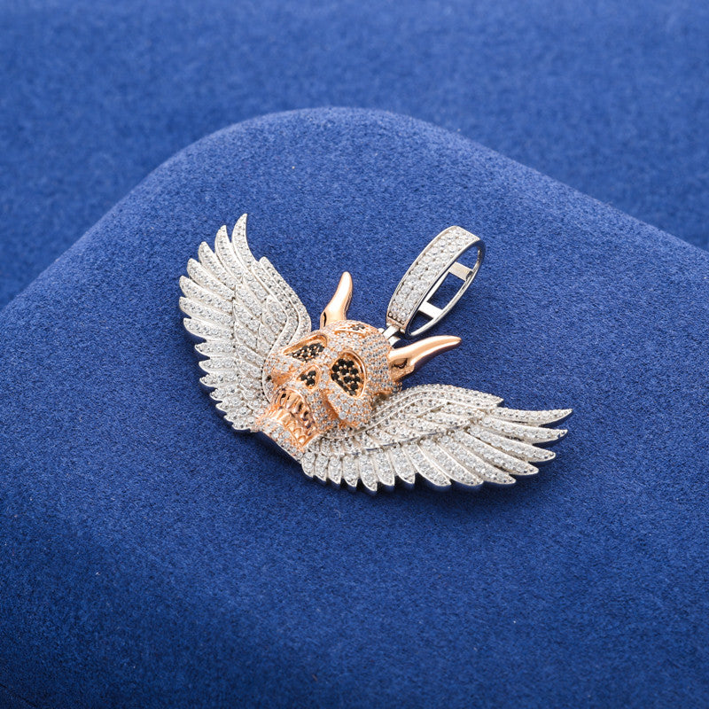 The Fallen | Solid 925 Silver Moissaite Diamond Fallen Angel Wings Demon Hip Hop Pendant