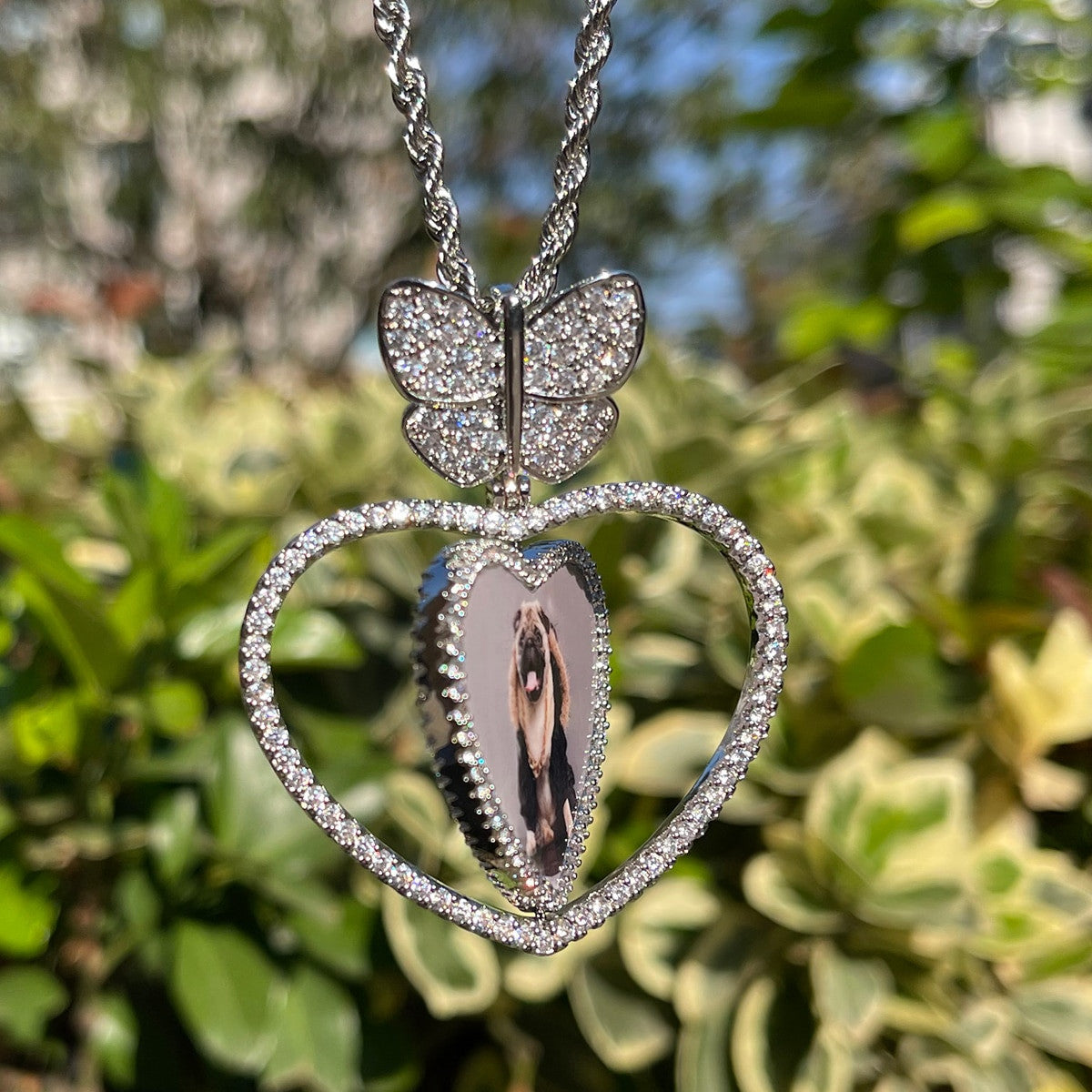 The Heart Flutter | Custom Made Butterfly Rotating Photo Picture Pendant Chain Necklace