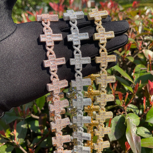 Luxe Infinity Iced Baguette Gemstone Chain Necklace