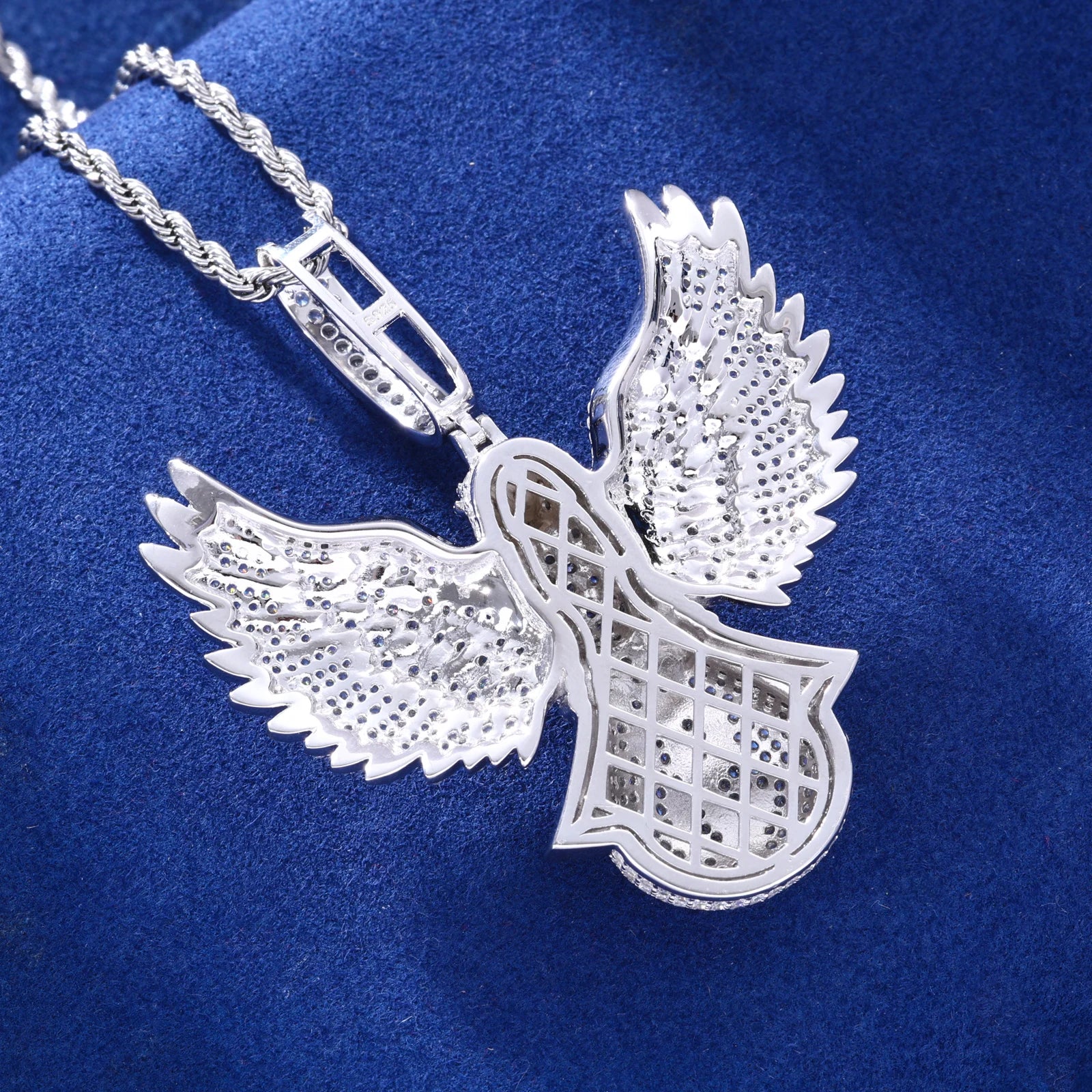 Fly High | Moissanite Diamond 925 Silver Soaring Eagle Holding Money Bag Iced Pendant