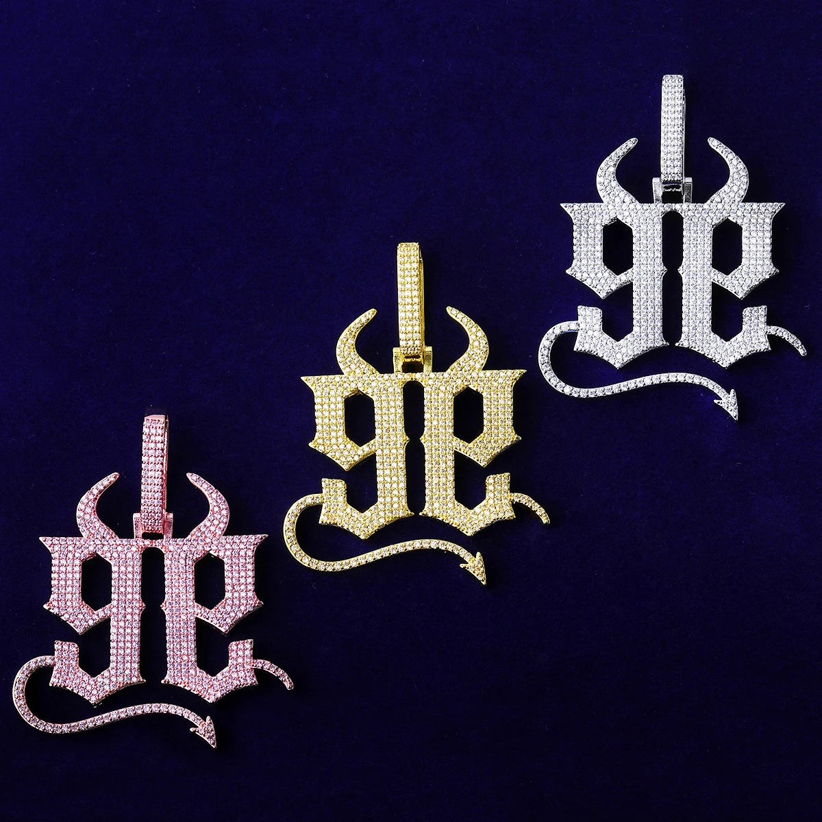 Devils Domain | Number 99 Devil Horns Tail VVS Diamond CZ Luxury Hip Hop Pendant