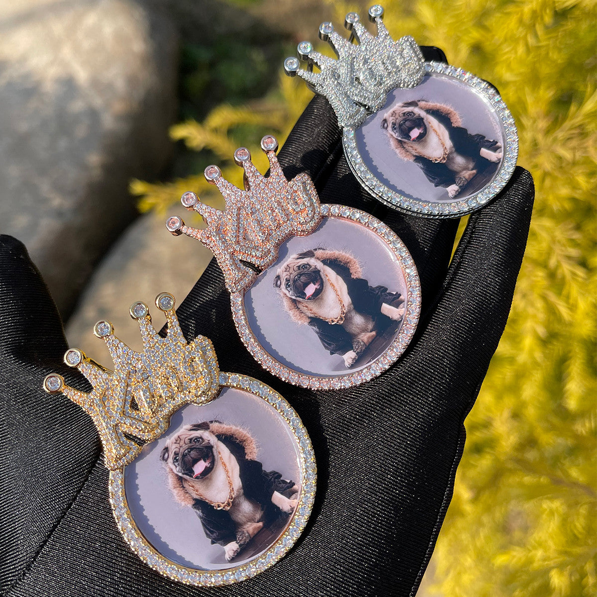 King Queen Iced Custom Photo Picture Hip Hop Chain Pendants