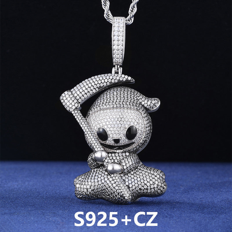 Kill'em Softly | Moissanite Diamond Solid Sterling Silver Baby Grimm Reaper Hip Hop Pendant