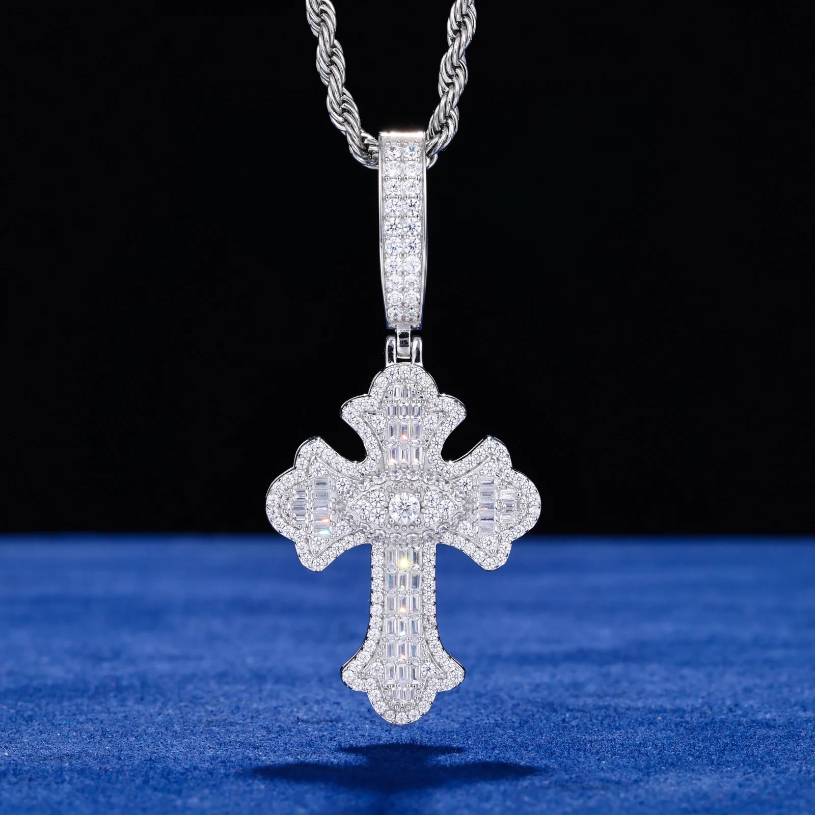 All Seeing Cross | 925 Sterling Silver D VVS1 Moissanite All Seeing Eye Hip Hop Cross Pendant