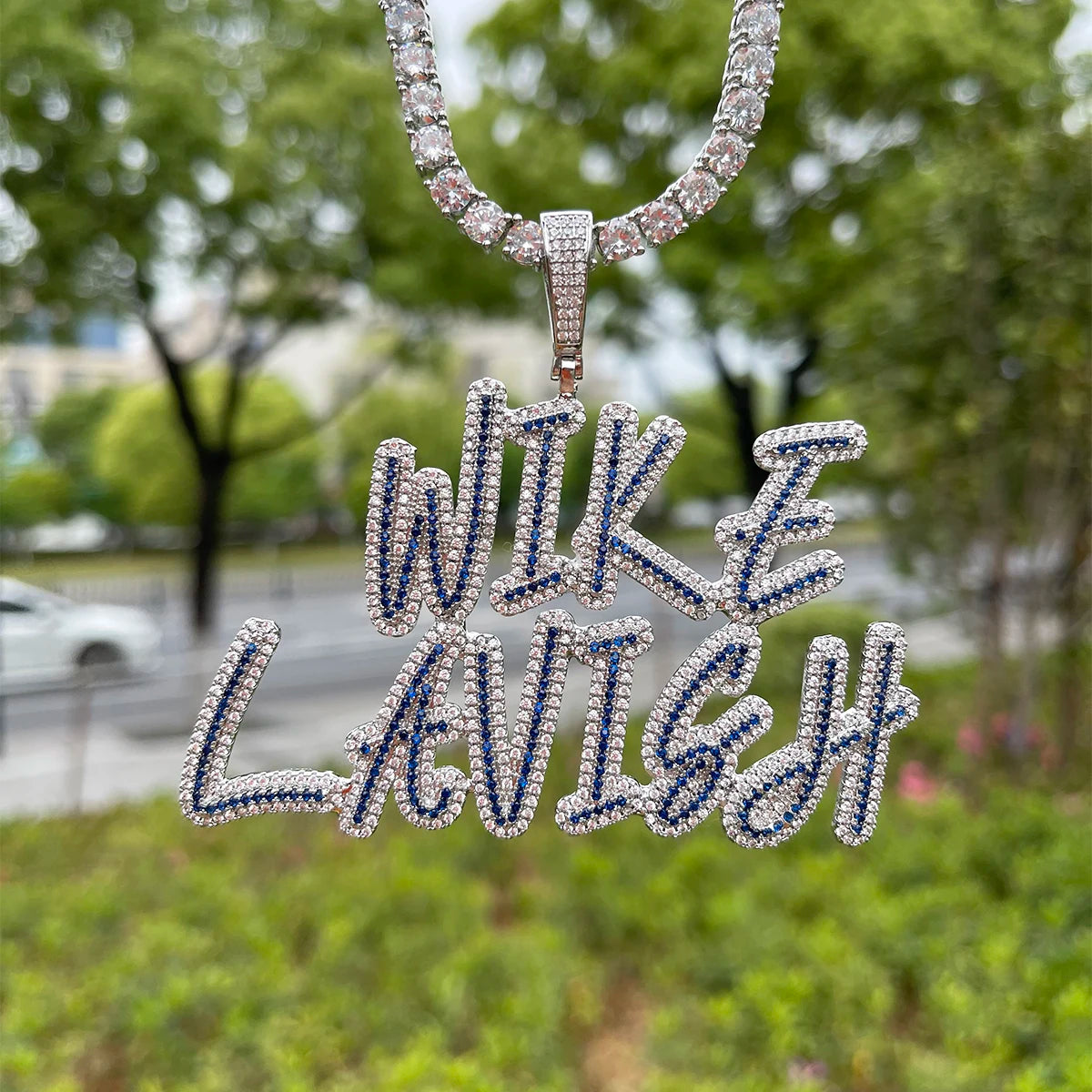 Blue Streak | Flooded Ice 18k Gold 925 Silver Custom Hip Hop Name Initial Chains