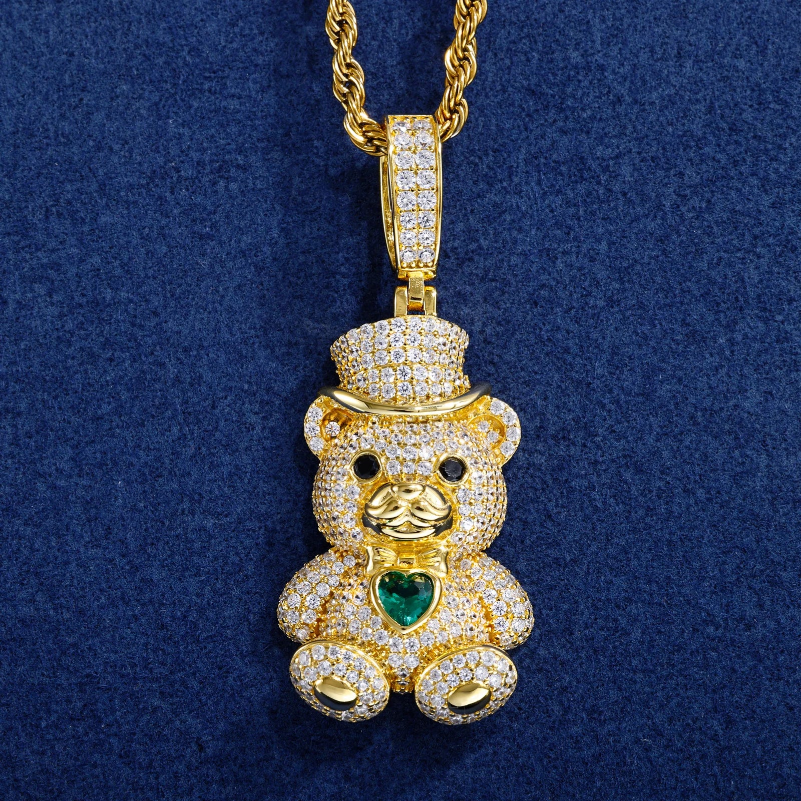 Gentleman Bear Family | 925 Sterling Silver Moissanite Diamond Iced Blinged Out Pendant
