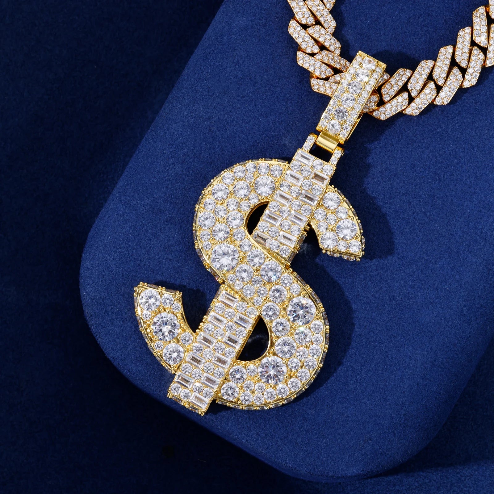 Big Dollars | Hip Hop 925 Silver I Make Big Dollars Moissanite Dollar Sign Pendant