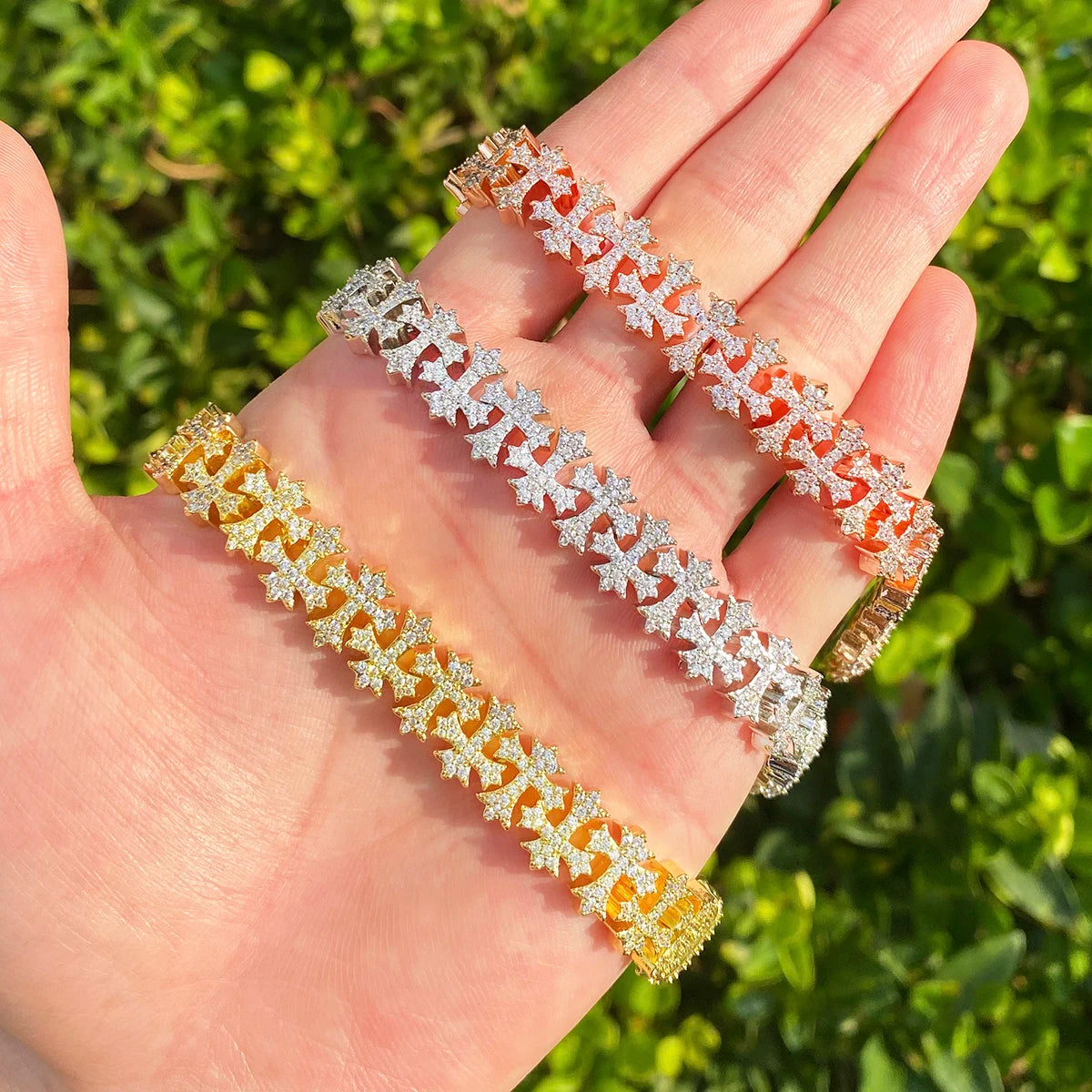 Criss Crossed | VVS Diamond CZ Cross Link Iced Blinged Out Hip Hop Bracelet