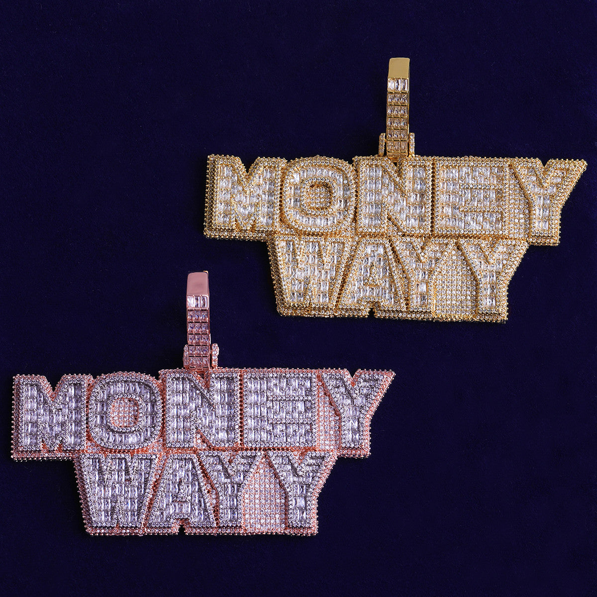Money Maker | VVS Diamond CZ Hip Hop Baguette 24k Rose Gold 925 Silver Custom Pendant