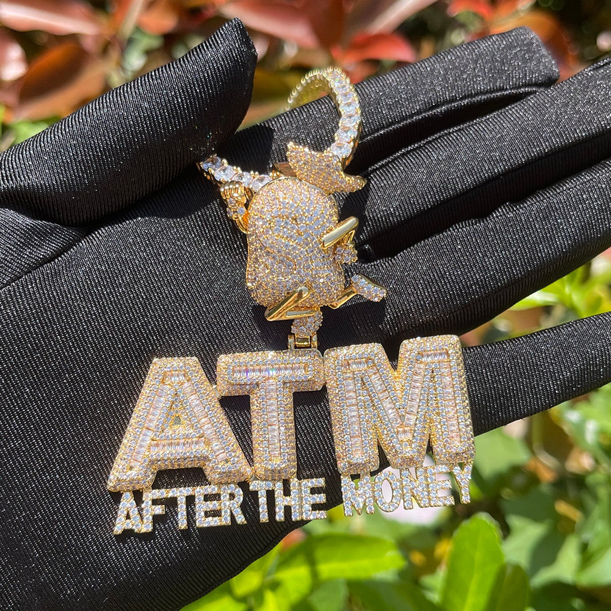 ATM | After The Money 24k Silver Rose Flooded Ice Hip Hop Chain Pendant