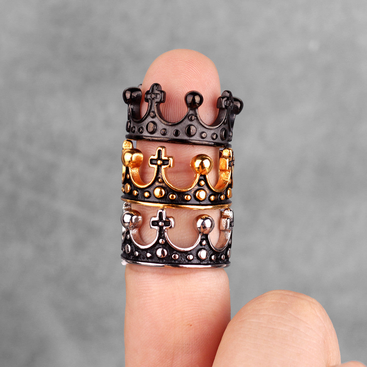 Royal Crown | 316L No Fade Stainless Steel Retro CZ Stone Fashion Street Wear Rings