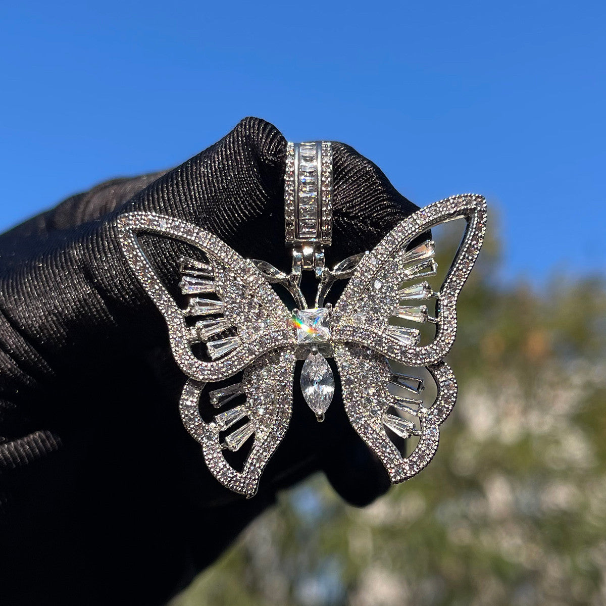 Enchanted Wings | Prong Set Center Stone Beautiful Butterfly Pendant Necklace