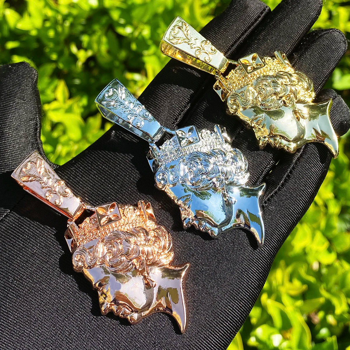 Bling Queen | 24k 925 Silver Rose Gold Overlaid Detailed Queen Hip Hop Pendant