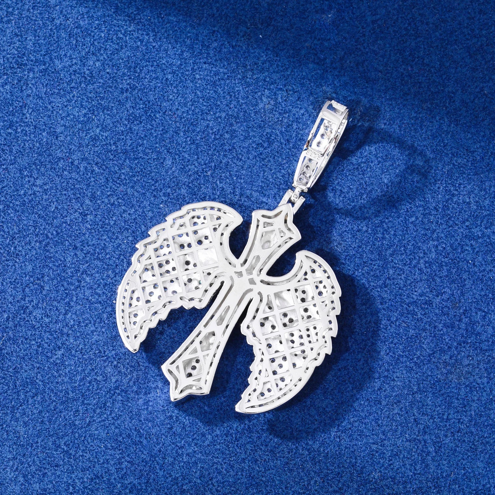 Wings Of Love | Iced Blinged Out 925 Sterling Silver Winged Cross Hip Hop Moissanite Pendant